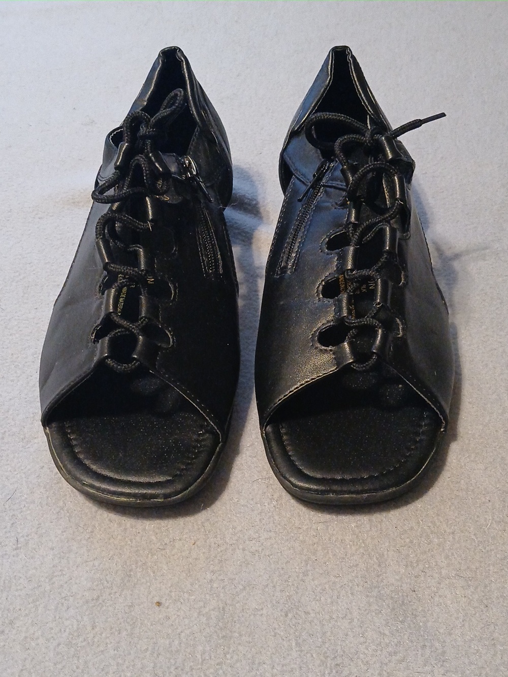 Beacon Black Lace-Up Peep Toe Sandals